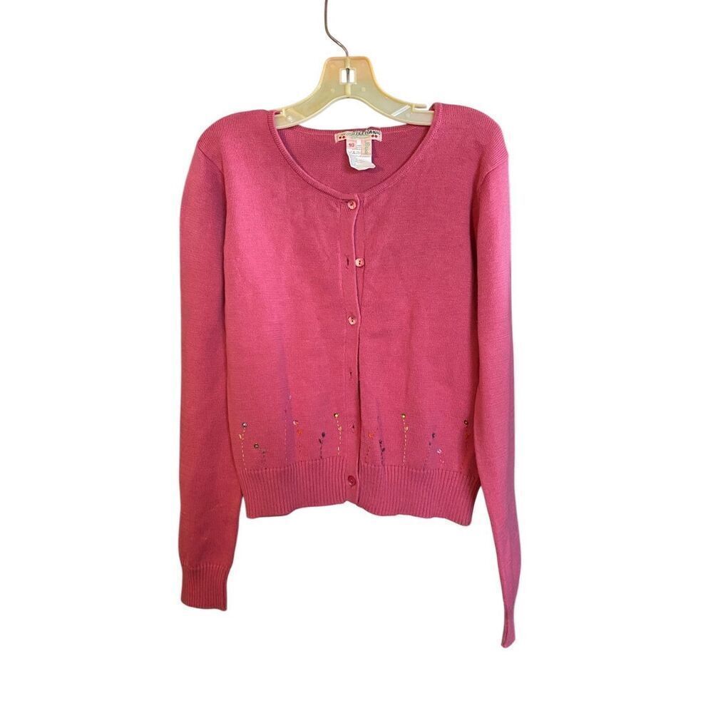 Bonpoint girls, Brode pink, long sleeve, sequin flower, cardigan, S/10